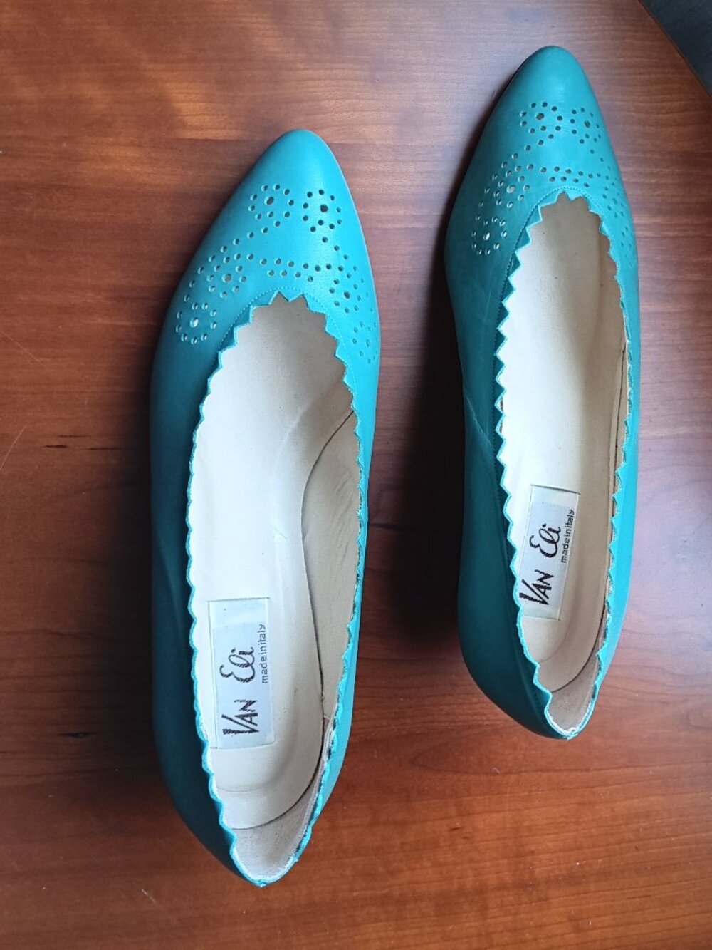 Women's Turquoise Almond Toe Low Heel Ballet by VANELI
